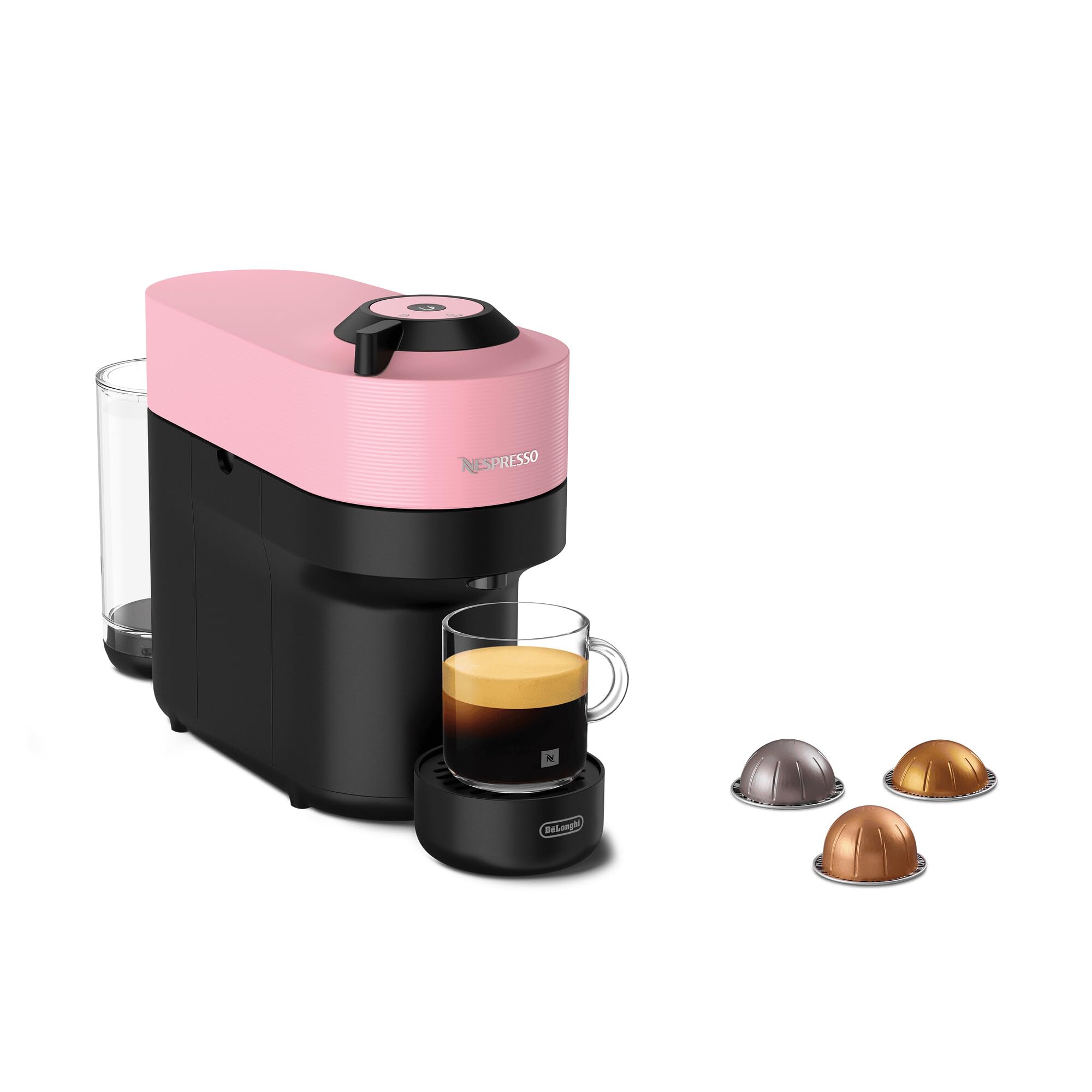 – Vertuo Pop Coffee Machine by De'Longhi, Over 40 Varieties of Pods, 6 Coffee Cup Sizes, Espresso, Cappuccino, Starter Capsule Set Included, ENV90.P, Pink