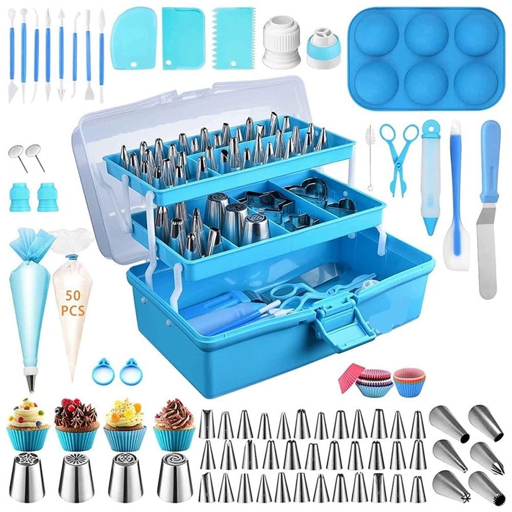 Reposteria Utensilios,Equipos para Hacer Pasteles Juego de 236 herramientas for decorar tartas, bolsas for repostería, moldes for decorar tartas, con puntas for niños, utensilios de cocina(SKY BLUE)
