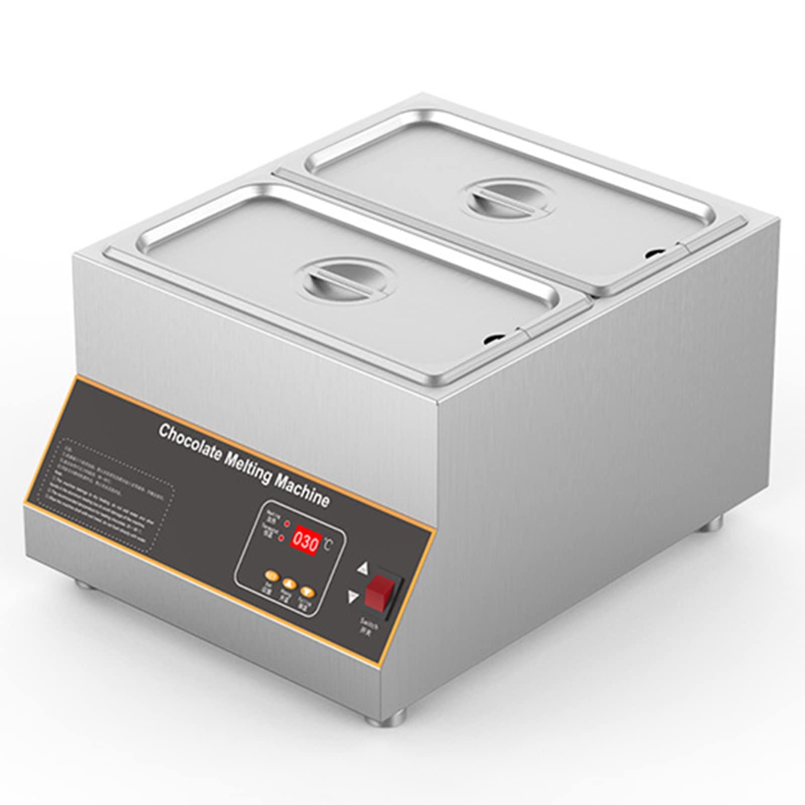 AYCDL Chocolate Melting Machine, 1/2/4 Tanks 10L Digital Control Pot 500W Hot Chocolate Cream Tempering Machine 0~95℃, Food Warmer for Chocolate Cheese Milk Soup, Quick and Eas,2 grid