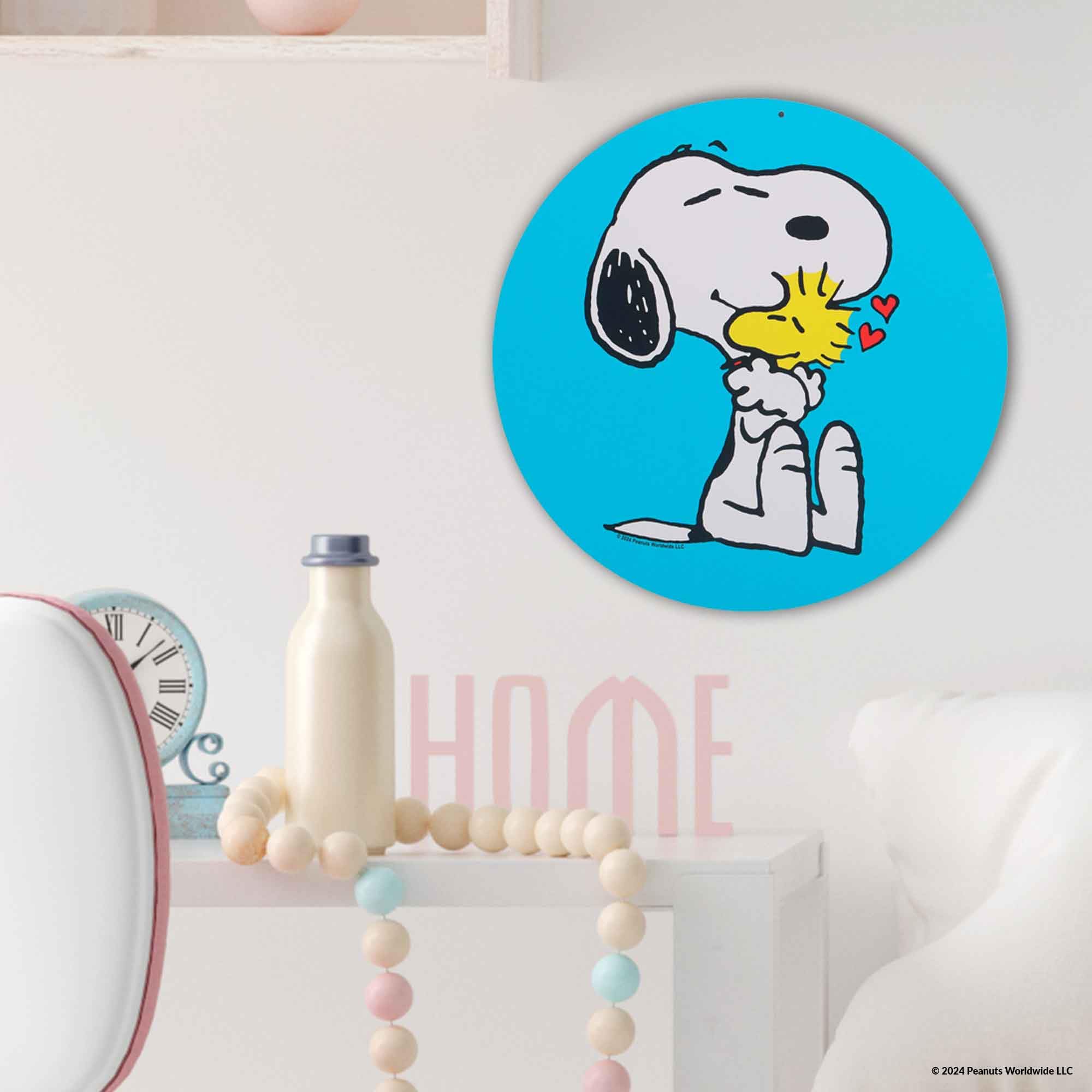 Amazon.com: Peanuts Snoopy and Woodstock Love Blue Round Metal