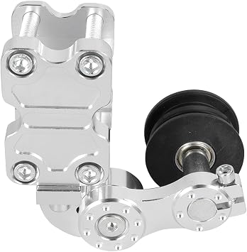 Universal Motorcycle CNC Aluminum Chain Adjuster Tensioner - Automatic Roller Tool for Motocross, Chopper, ATV & Dirt Bike Silver