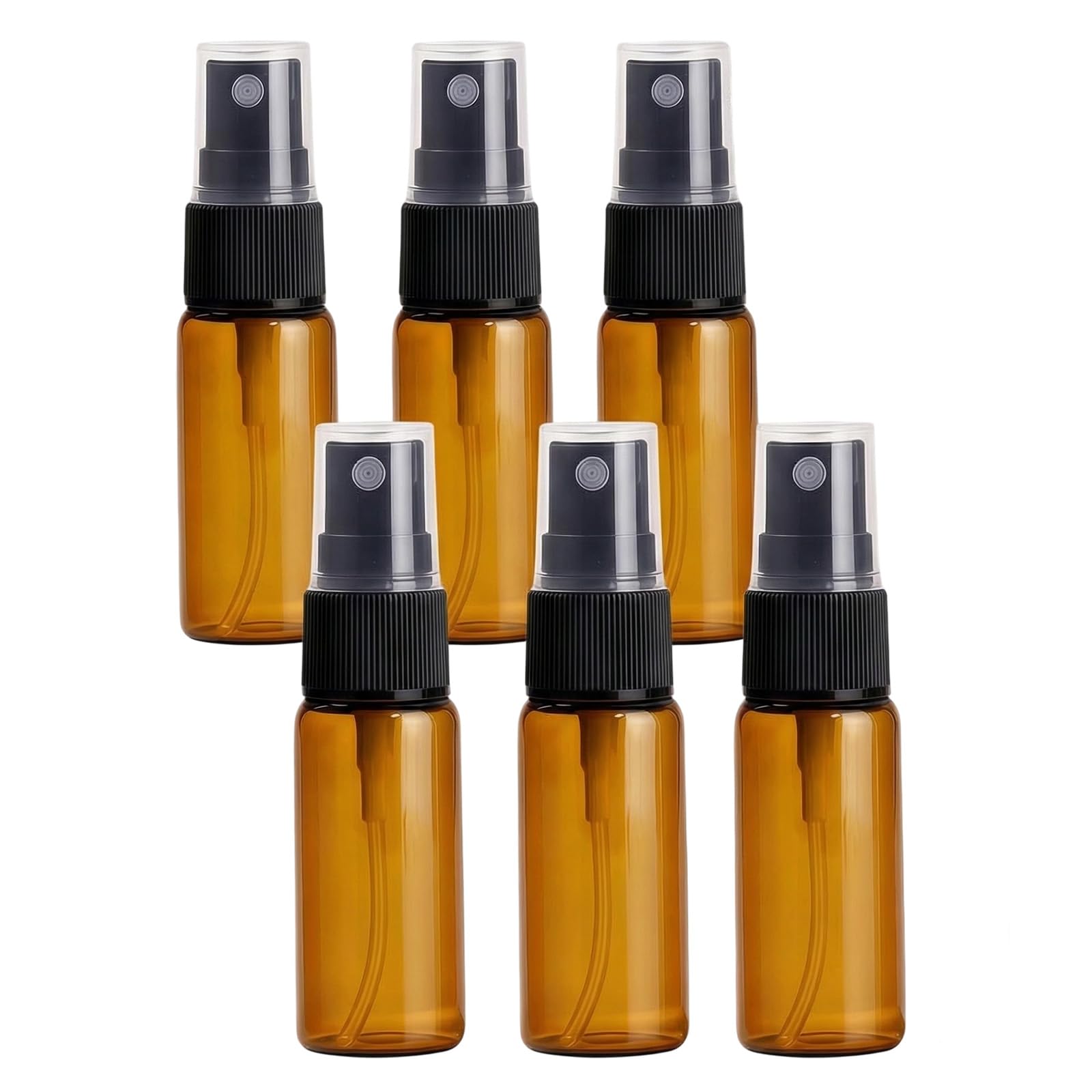 6Pcs 20ML/0.7oz Empty Amber Glass Fine Mist Spray Bottles with Black Sprayer and Clear Cap Refillable Sample Perfume Essential Oil Liquid Vials Cosmetic Makeup Storage Containers Jars-image-18