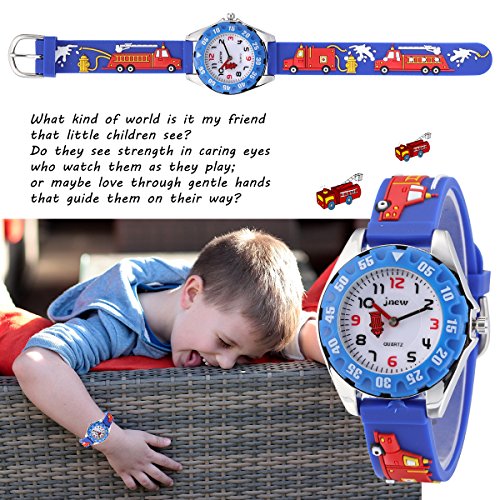 Image of Jewtme Cute Toddler Children Kids Watches Ages 3-8 Analog Time Teacher 3D Silicone Band Cartoon Watch for Little Girls Boys