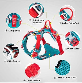 Truelove Dog harness No Pull adjustable reflective safety vest for small, medium-sized dogs with handle, TLH5653 (XS, camouflage lilac)