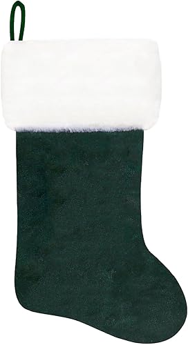 Miniatura 151 de Calcetines de Navidad bordados de 20 pulgadas con monograma, terciopelo rojo con puño de felpa blanca supersuave, adornos clásicos para decoración