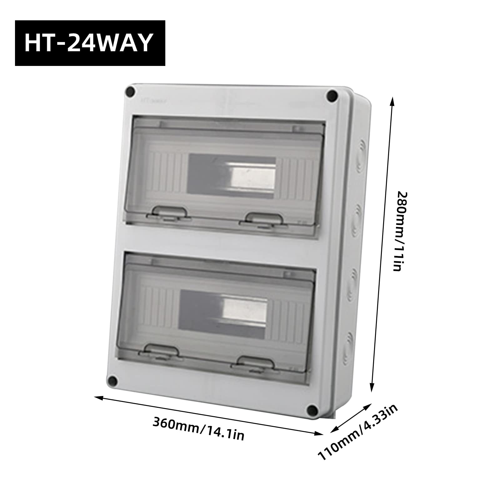 Sicherungskasten Aufputz, IP65 Waterproof,Verteilerkasten Aufputz,mit Tür 2-reihig für 24Module, Messingklemmen,für Garten oder Außenbereichen (2-reihig 24 Module)