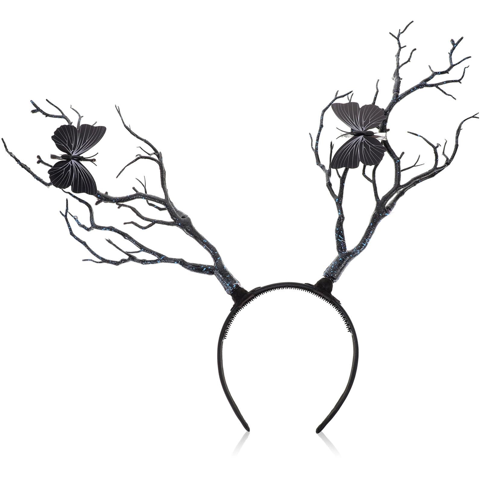 Healvian Tree Branches Antler Shaped Headdress,Deer Antler Headbands,Tree Branches Butterfly Headband,Fairy Witch Goddess Headdress,Halloween Cosplay Costume Headpiece Decor