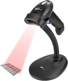 NetumScan Scanner de código de barras CCD Bluetooth com suporte, leitor de código de barras 1D automático portátil 3 em 1 para computador, tablet, iPhone, iPad, Android