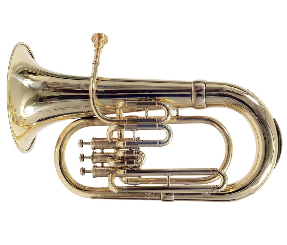 UNIQBb Euphonium 3 Valve for Students, Beginners with Free Hard Case and Mouthpiece, Bb Pitch Euphonium Brass Made Musical Instrument (Golden Brass)