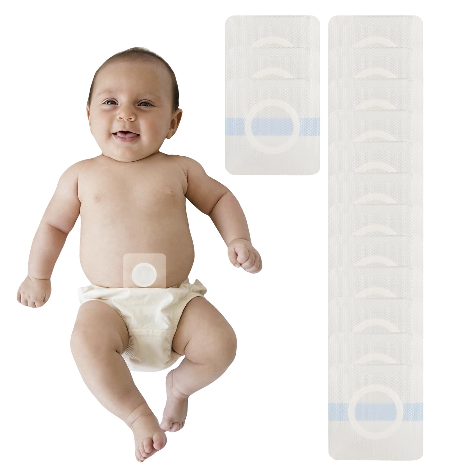 15 cerotti per ombelico per neonati (8 x 8 cm) – Impermeabili per ombelico traspirante, delicata protezione per ombelico per neonati e neonati, in cotone bianco