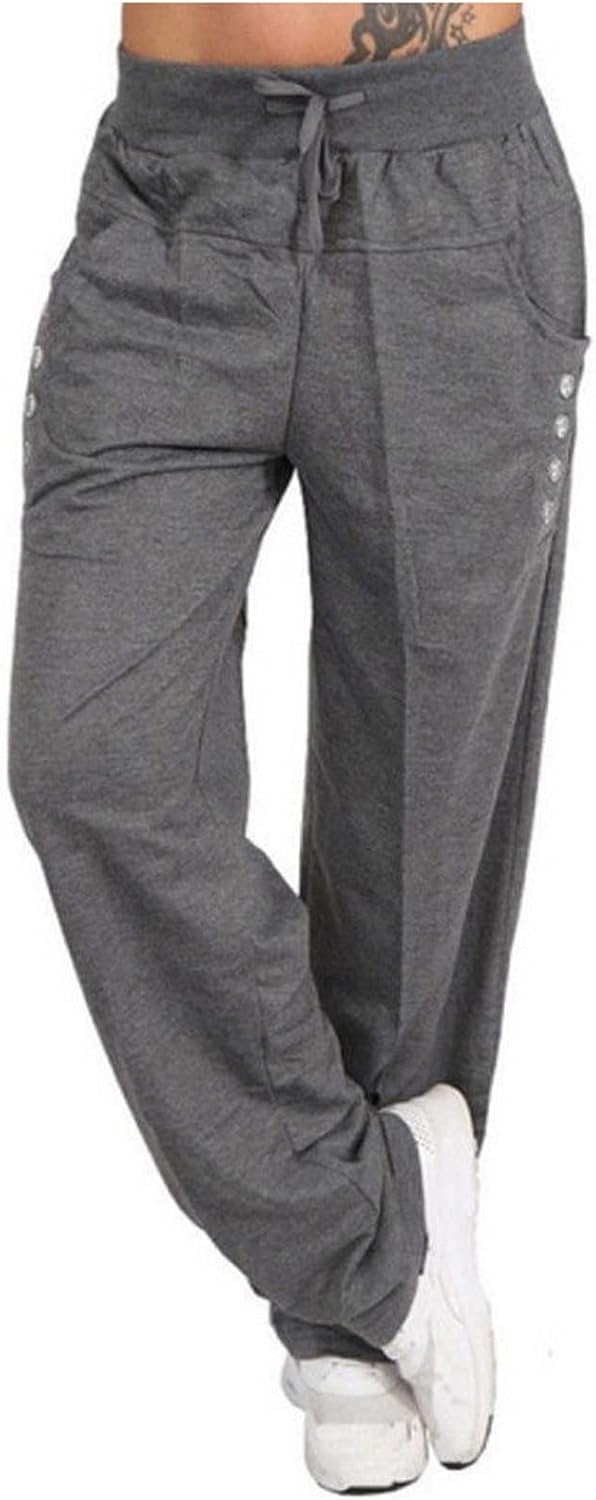 DASAYO Women's Loose Fit Straight Sweatpants Pants Slouchy Sheer Cotton Sweatpants Hiking Running Baggy Lined Tights Trousers