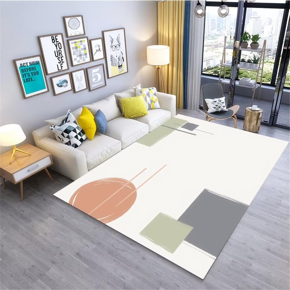 Tapis de chambre ado et salon géométrique brun 60x90cm