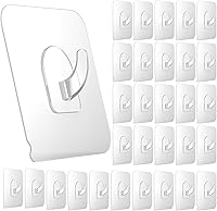 Vista 1 de Paquete de 30 Ganchos Adhesivos para Colgar, Ganchos de Pared de Servicio Pesado de 22 lb, Gancho Utilitario Adhesivo de Plástico Transparente