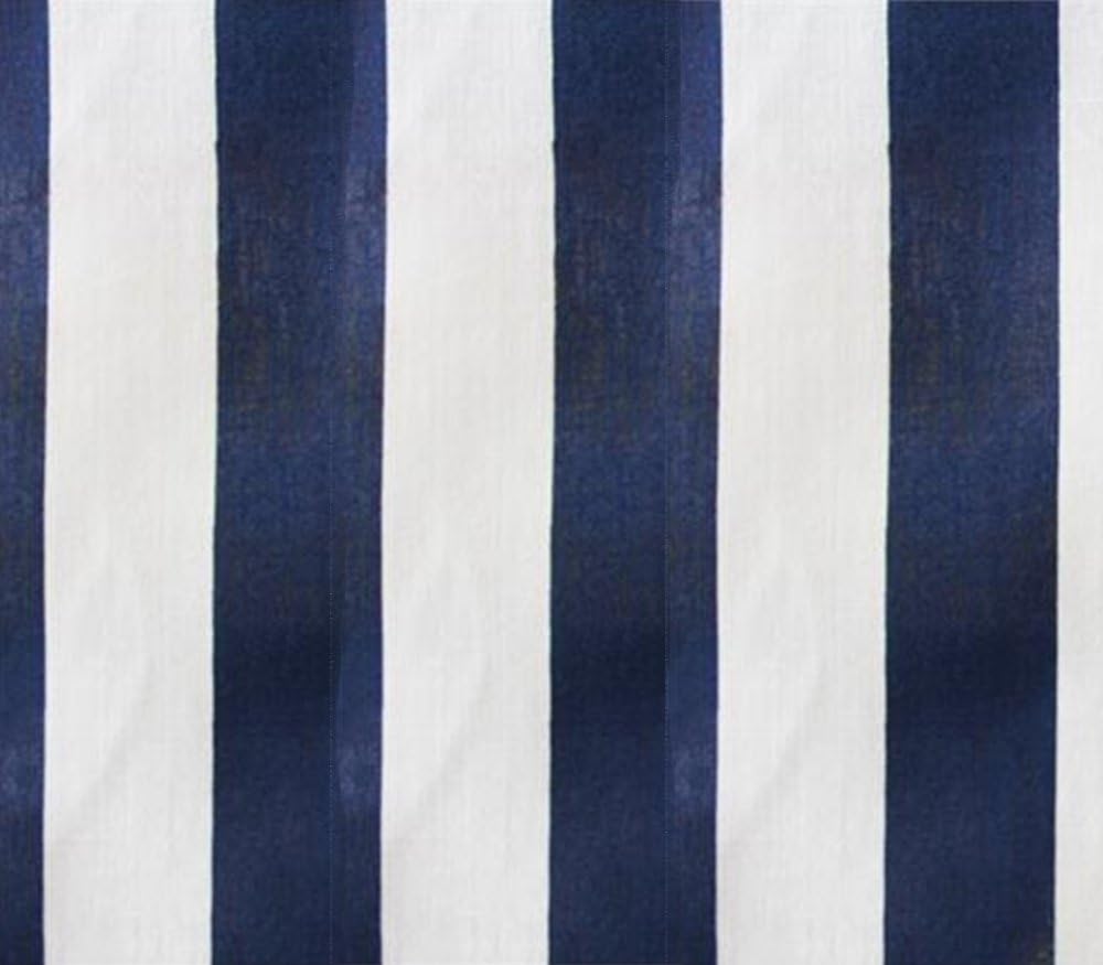 Polycotton Fabric Printed Medium Stripes Blue White / 60 Wide/Sold by The Yard