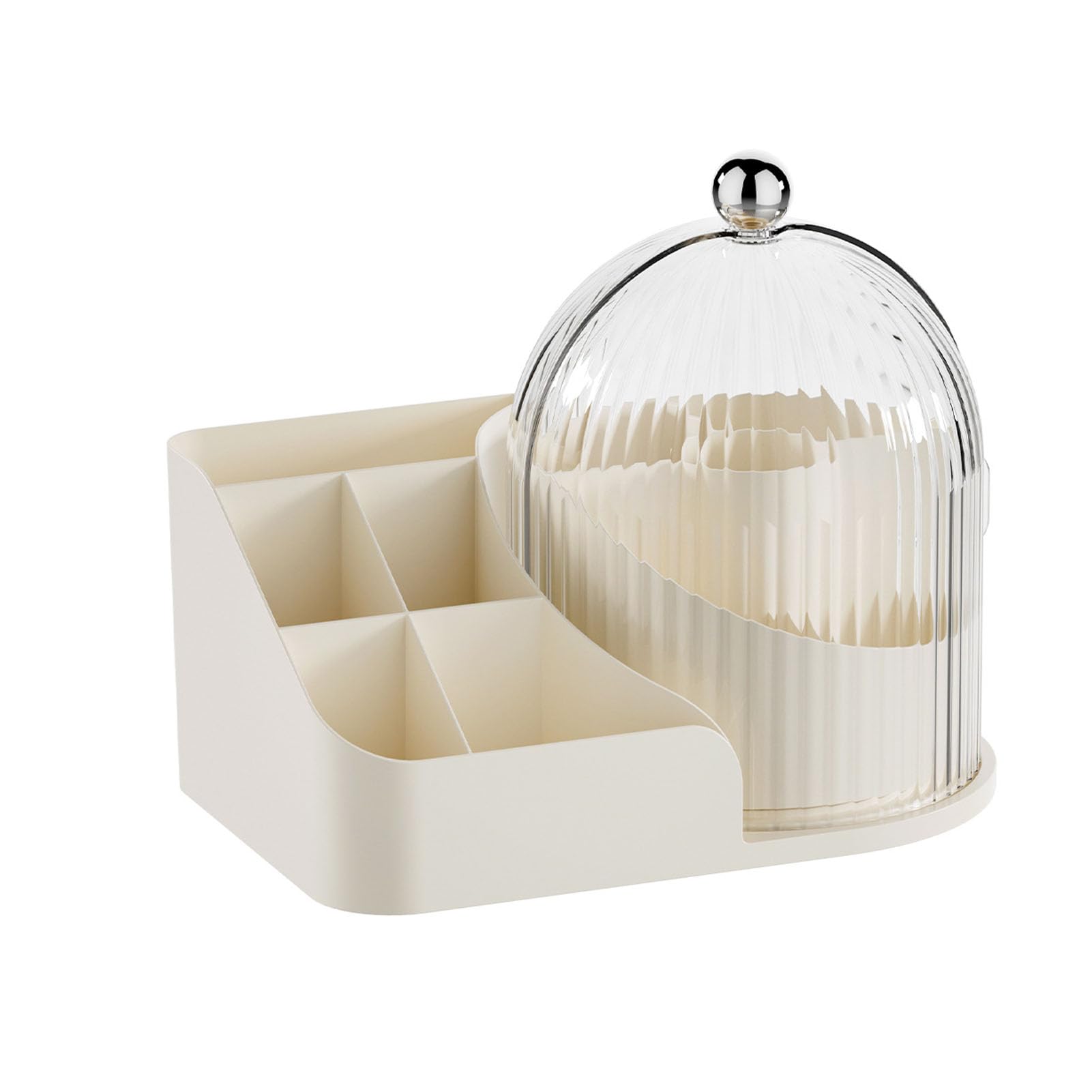 Organizador de escritorio con soporte para brochas de maquillaje con tapa giratoria para almacenamiento de tocador y cuidado de la piel