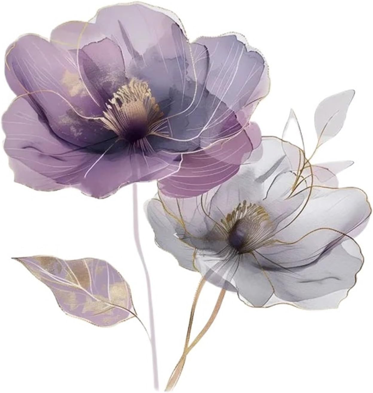 Flower Wall Stickers Purple Flowers Wall Stickers for Living Room Bedroom Background Decor Home Decorative Decals
