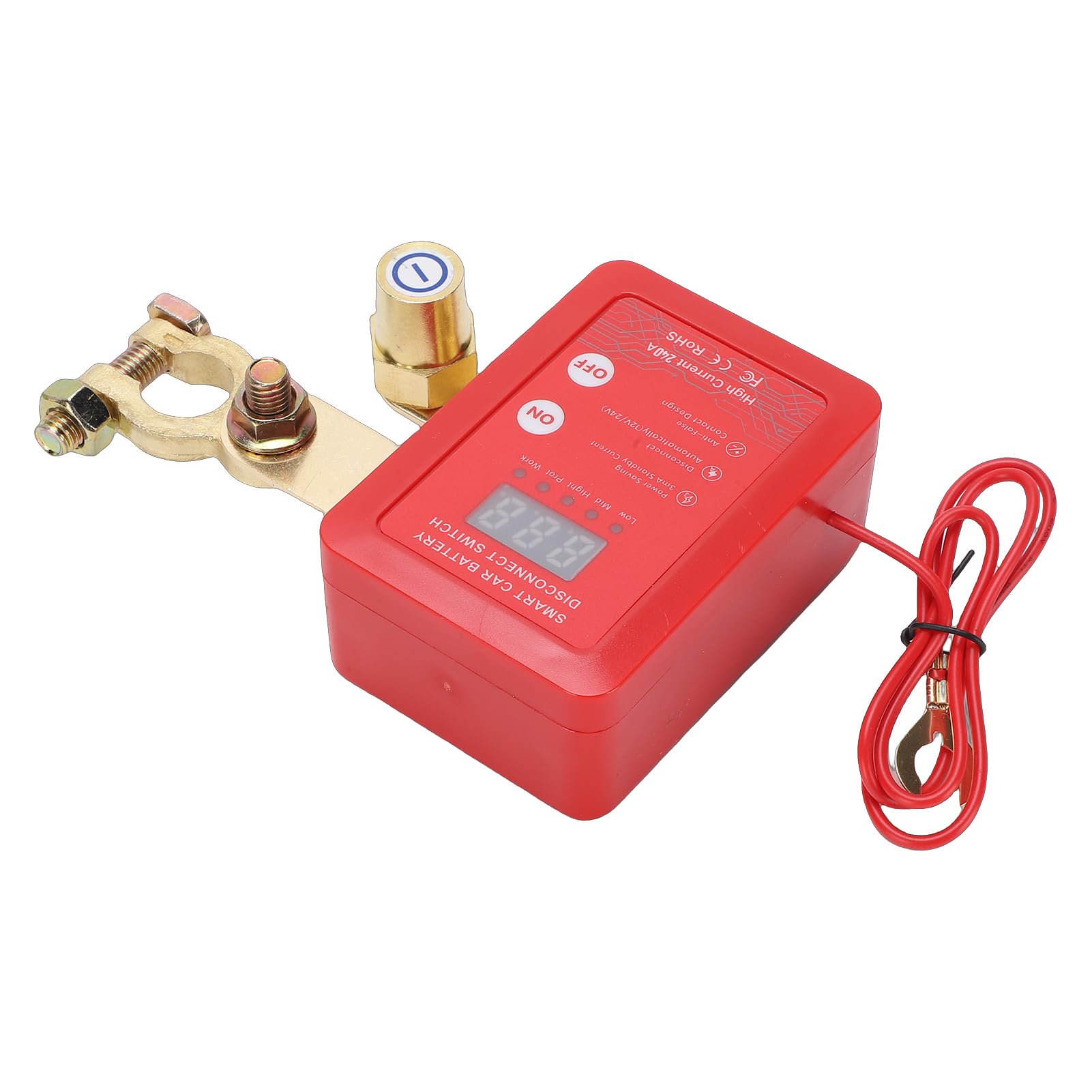 Fabater Coupe-Batterie, Interrupteur de Déconnexion de Batterie à Distance Double Tension 12 V 24 V, Coupe-circuit pour Voiture avec Affichage de Tension LED et Protection Antivol pour Voitures,