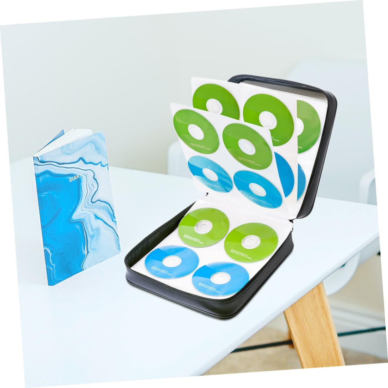 Baluue Custodia Porta CD e Organizzatore Dvd Portatile 160 Slot, Protezione da Polvere e Graffi, Cerniera Scorrevole per Uso Auto, Casa e Viaggi