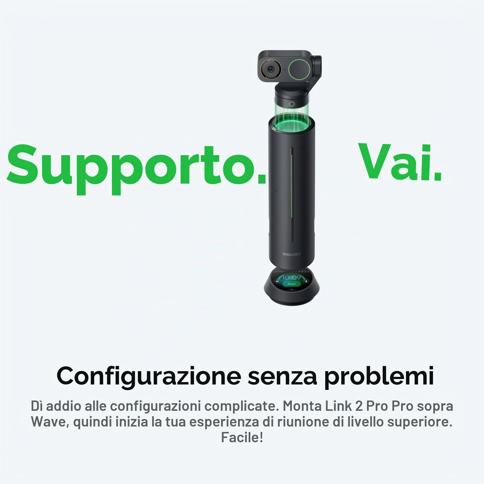 Insta360 WaveLink Pro Nero grafite - Vivavoce e cam 4K per sale riunioni, tracciamento interlocutori, acquisizione vocale 5m 360°, riduzione rumore, trascrizione e riepiloghi IA, plug & play