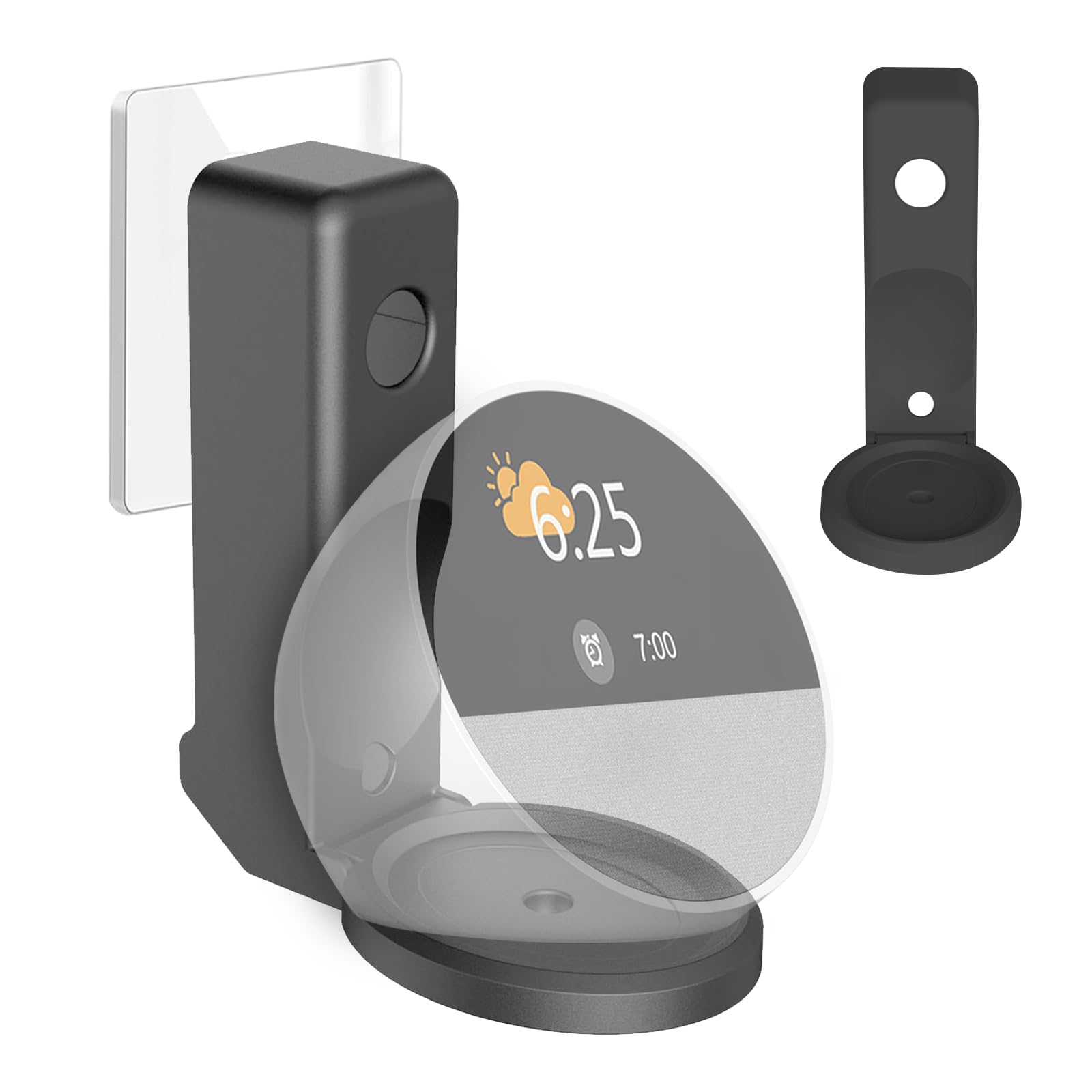 Hengrongshen Soporte de pared con enchufe compatible con Echo Spot Socket, accesorio plegable para Echo Spot Stand con gestión de cables integrada, solución de ahorro de espacio (negro)