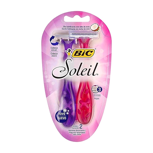 BIC Aparelho De Depilar Soleil Rosa E Roxo Com Fita Lubrificante De Óleo De Coco 919463 2 ...