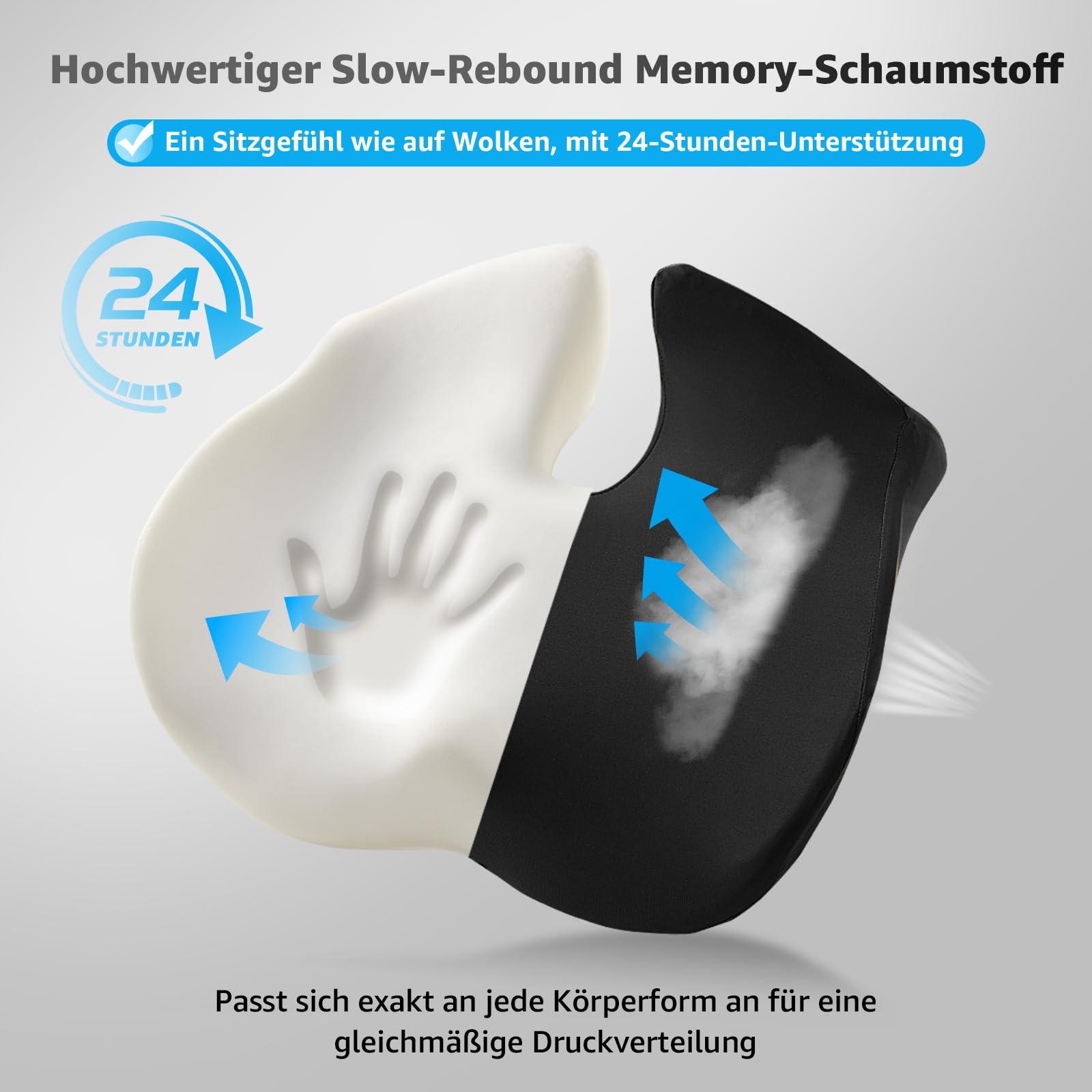 BRO Cuscino ortopedico, per alleviare le gambe del piede, ergonomico, con memory foam, rivestimento in seta, extra grande, per auto, divano, ufficio e sedia a rotelle