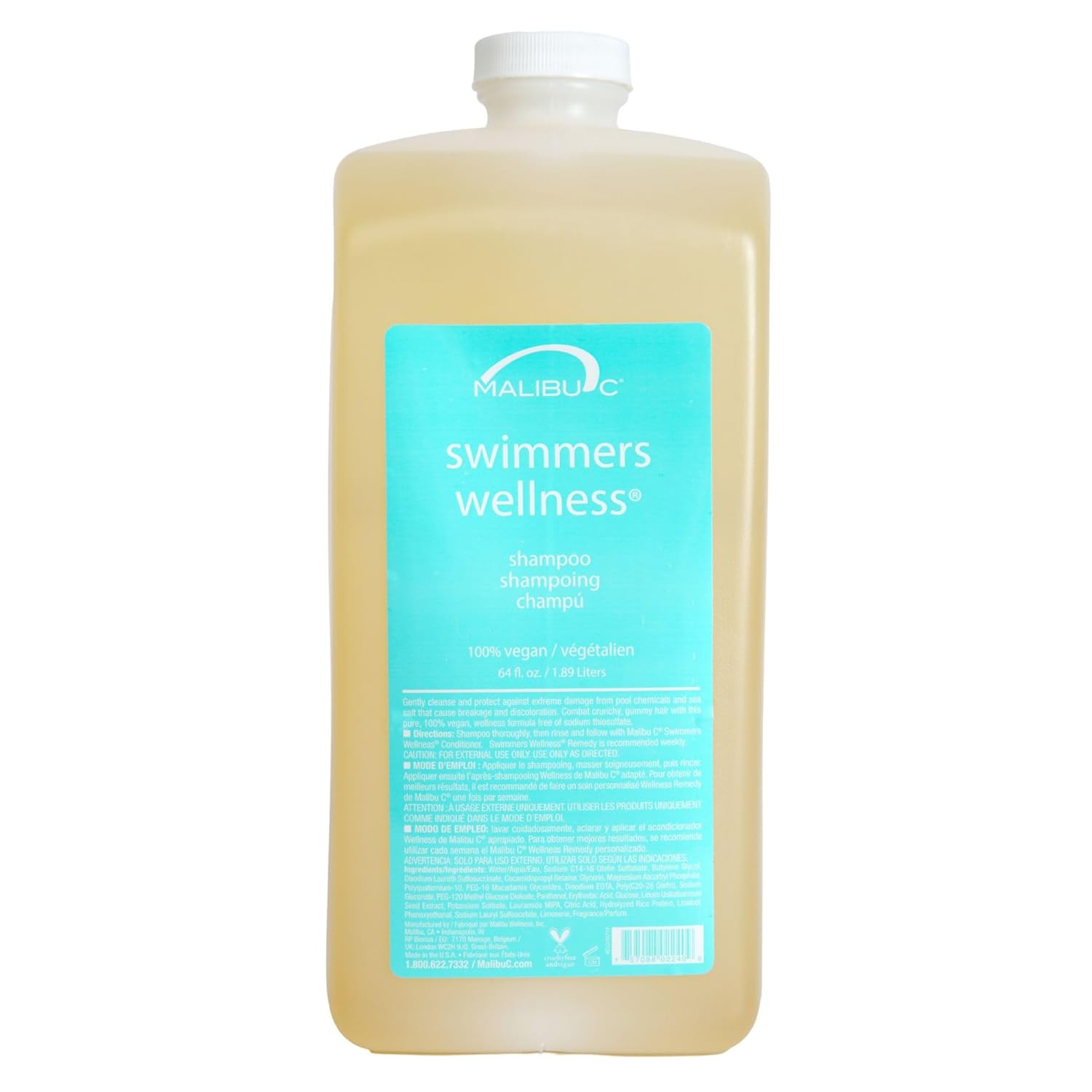 Malibu C Swimmers Wellness Shampoo - Protects Hair Against Chlorine Damage & Combats Brittle Hair - Swimmers Shampoo for Removing Pool Elements