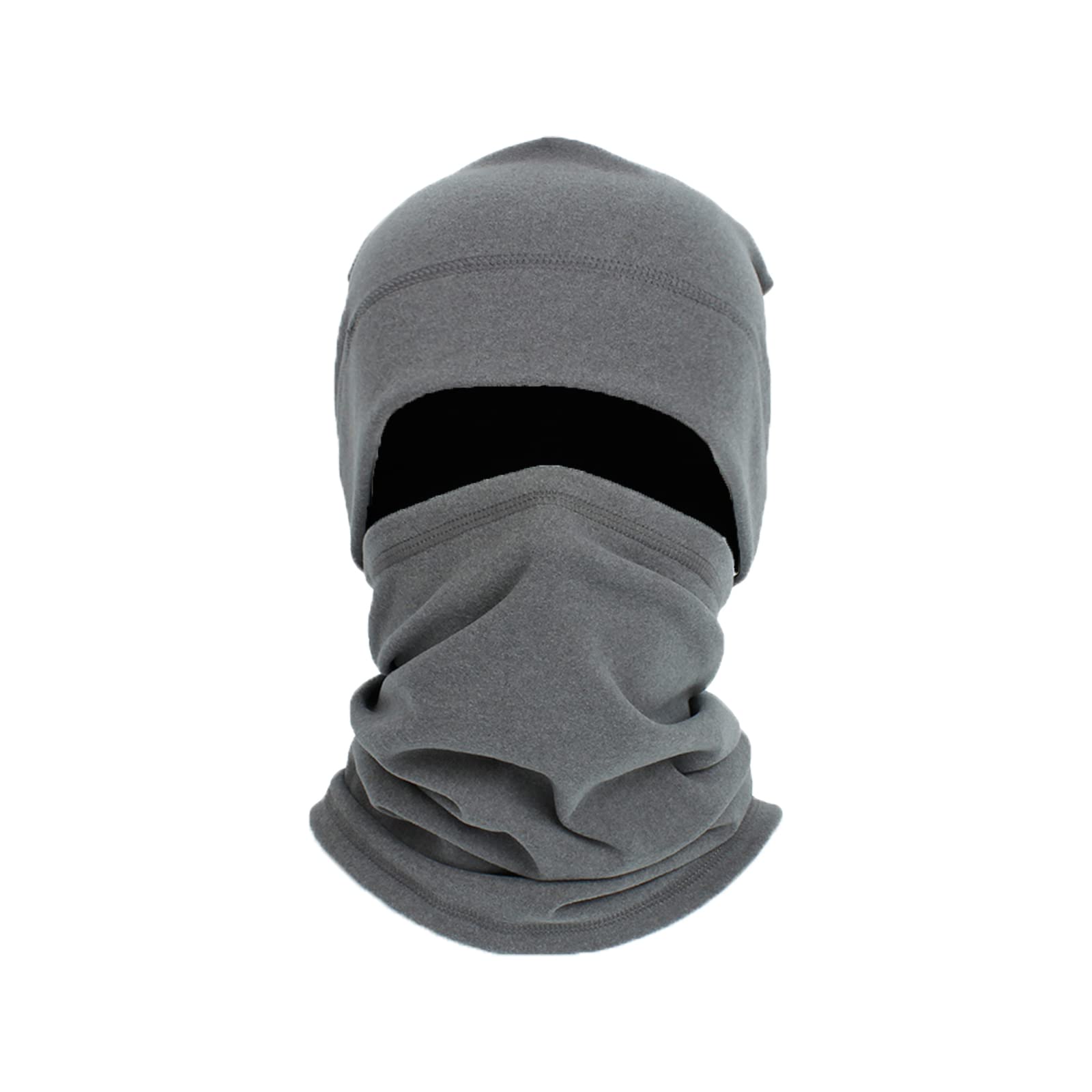 Micoop Unisex Grey Fleece Beanie Hat And Neck Warmer Set Light Weight Solid Color Skull Cap Scarf Mask For Men And Women (Grey)