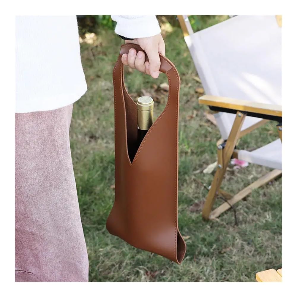 Wein-Geschenktasche, wiederverwendbar, Leder, doppellagig, für Champagner, Bier, Geschenktüten für Geburtstag, Brautpartys, Schwarz , 42x17cm