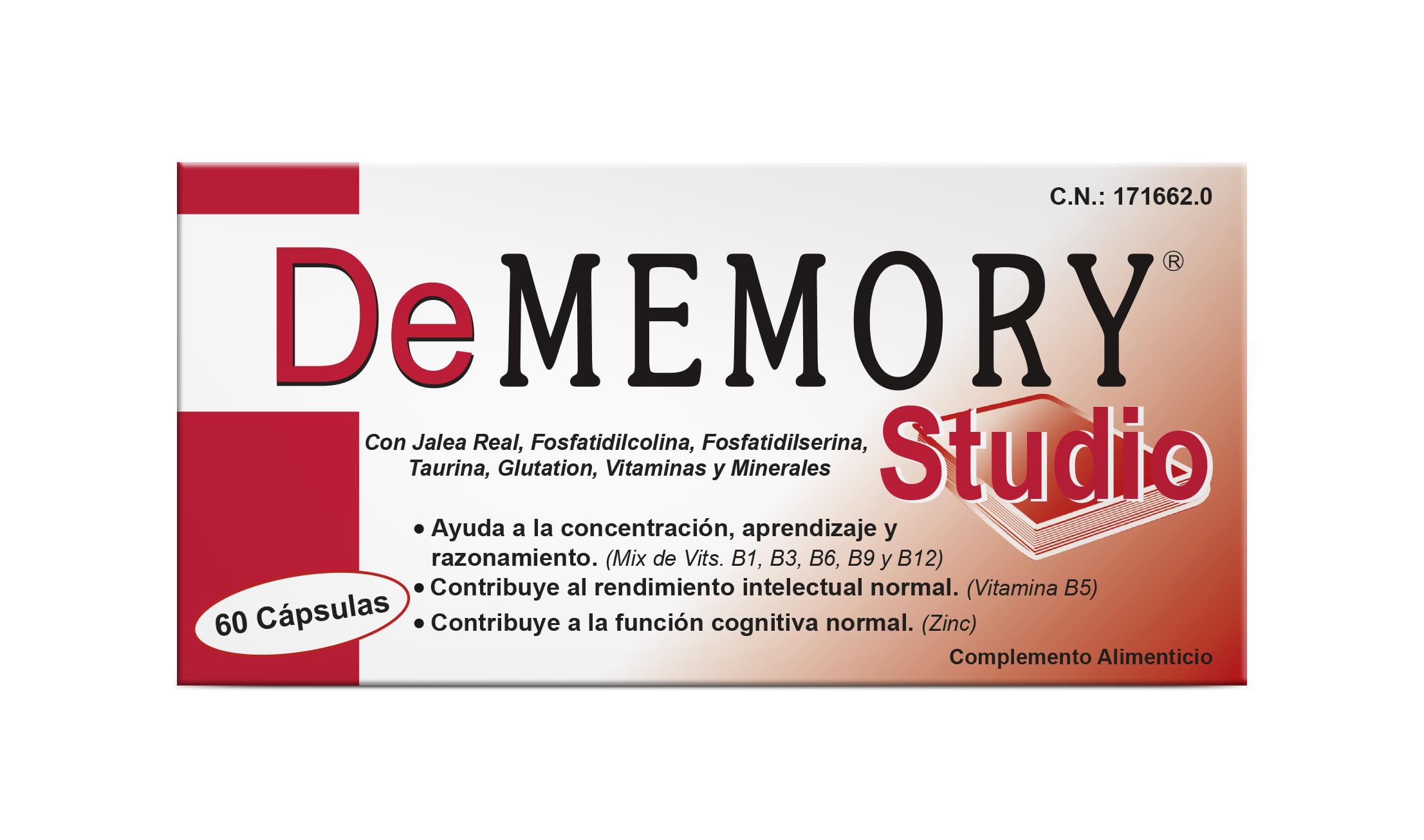 DeMemory Studio 60 Cápsulas - Pack 2 Unidades - Ayuda a la Concentración, Aprendizaje y Razonamiento - con Fosfatidilcolina, Fosfatidilserina, Taurina, Jalea Real, Vitaminas y Minerales