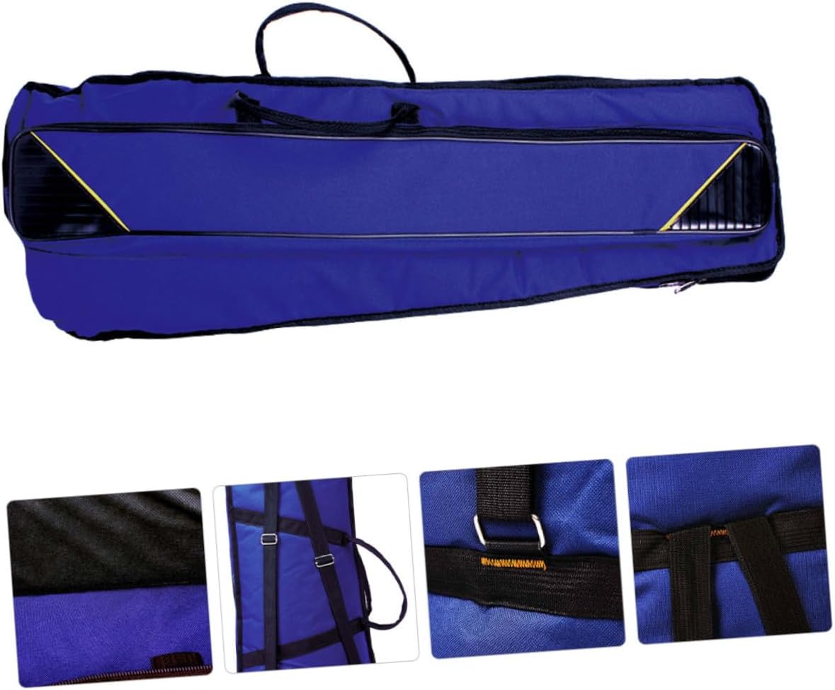 Ipetboom Thickened Oxford Cloth Trombone Bag Large Capacity Musical Instrument Storage Case with Double Shoulder Straps for Musicians Beginners Blue