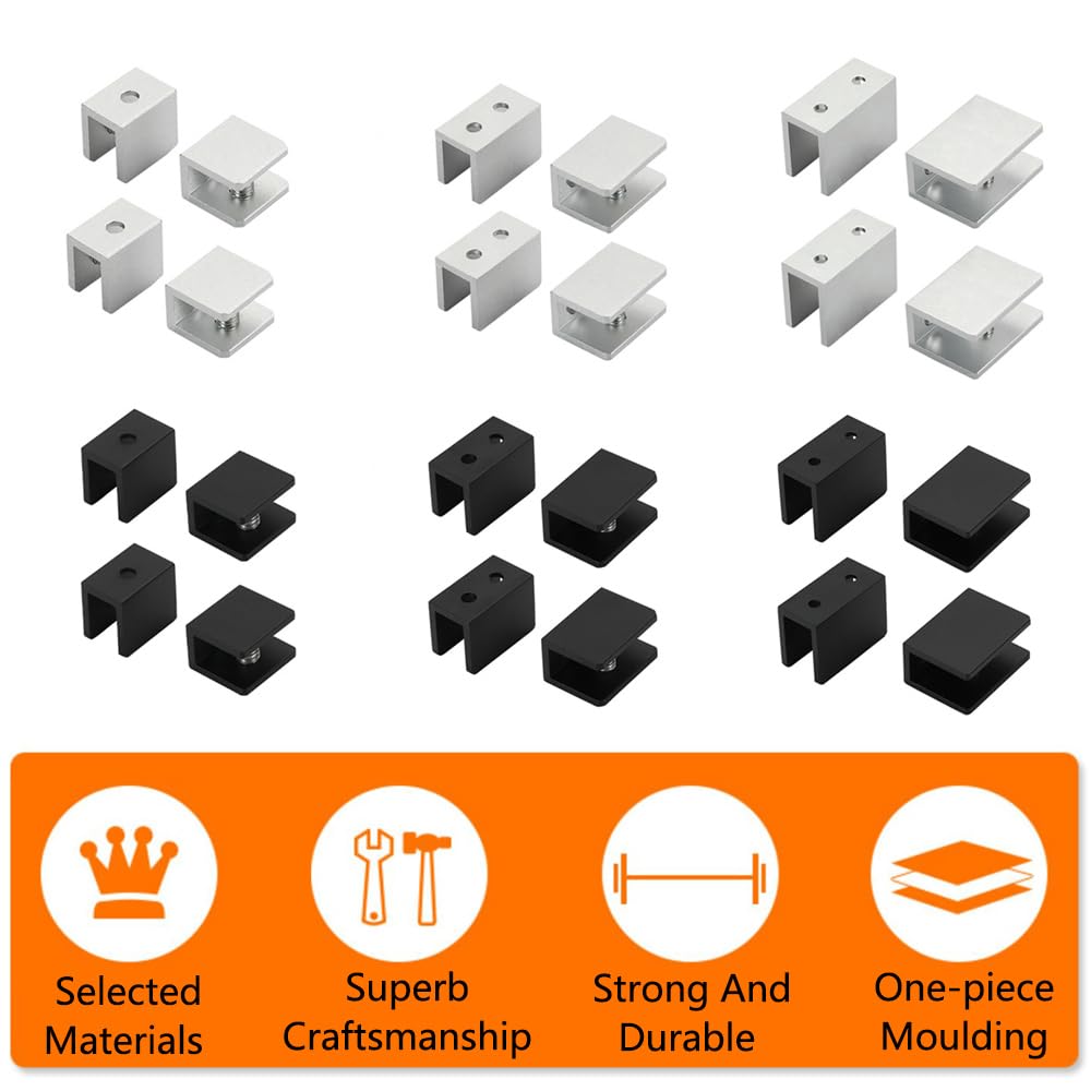 Set Di 4 Morsetti A F Per Vetro - Supporti Per Mensole Galleggianti Nero - Foto 4