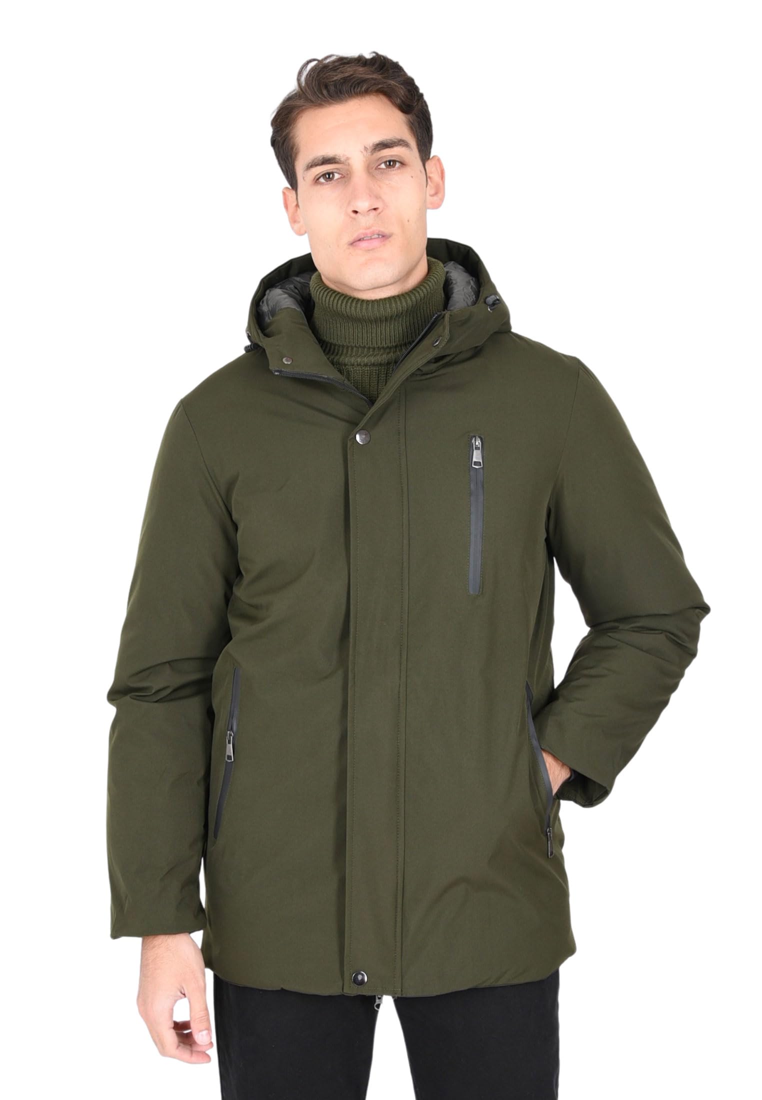 Ciabalù Parka Uomo Invernale Impermeabile con Cappuccio Slim Fit Giaccone Imbottito Pesante