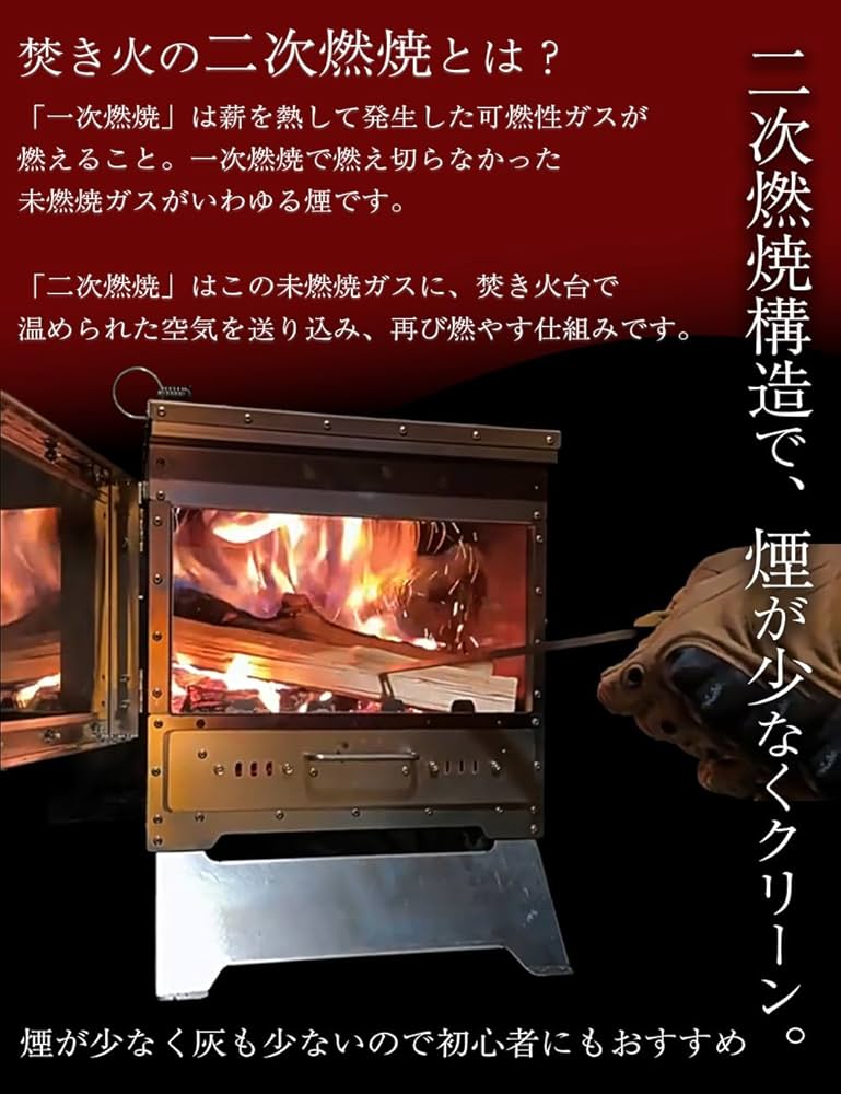 Amazon.co.jp: COYOTE CAMP 薪ストーブ 【二次燃焼】焚火 耐熱ガラス窓