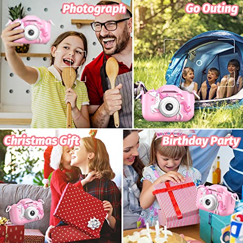 Mgaolo Children's Camera Toys For 3-12 Years Old Kids Boys Girls,Hd Digital Video Camera With Protective Silicone Cover,Christmas Birthday Gifts With 32Gb Sd Card (Unicorn Pink) #TOP6