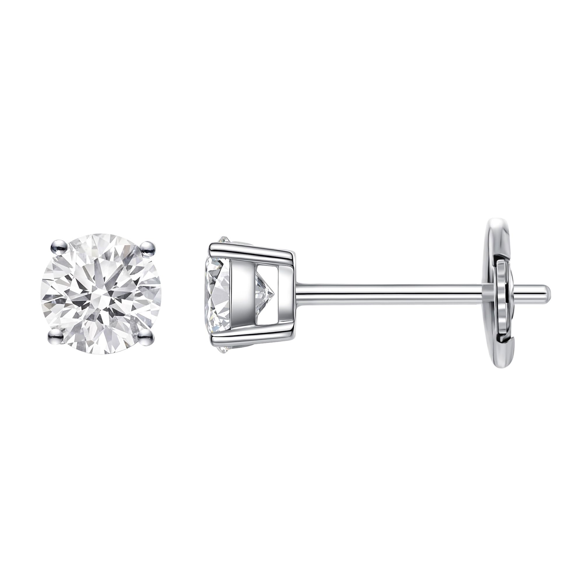 IGI Certified LAB-GROWN Round Cut Diamond Earrings 4 Prong D-F Color VS Clarity Diamond Stud Earrings for Women