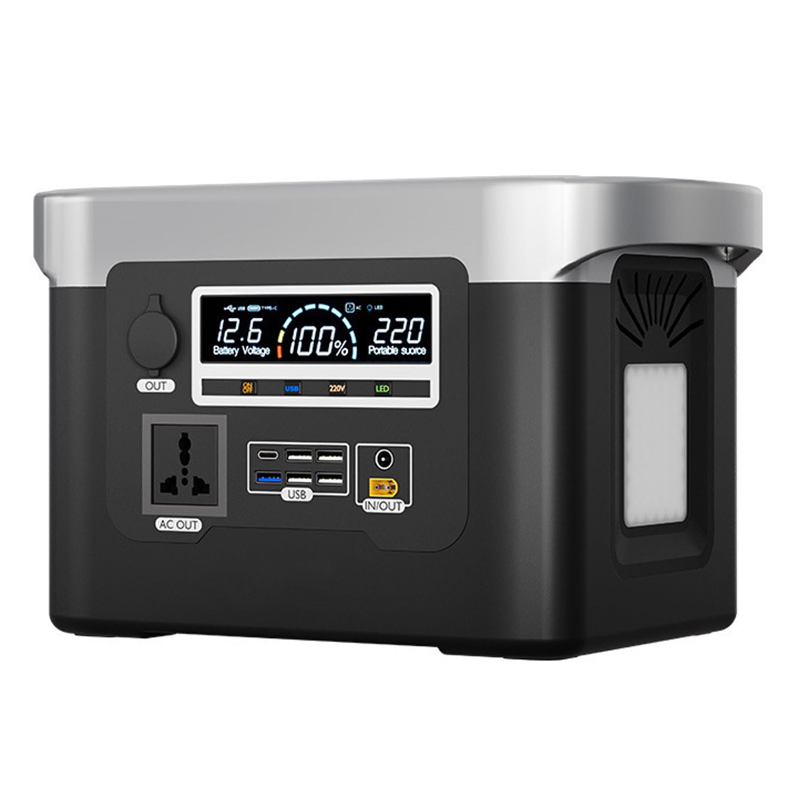 Power Bank portatile da esterno, 800 W, 220 V, grande capacità, per bancarelle del mercato notturno, tour in auto, campeggio, accumulo di energia, emergenza, interruzione di corrente, nero, 480 Wh