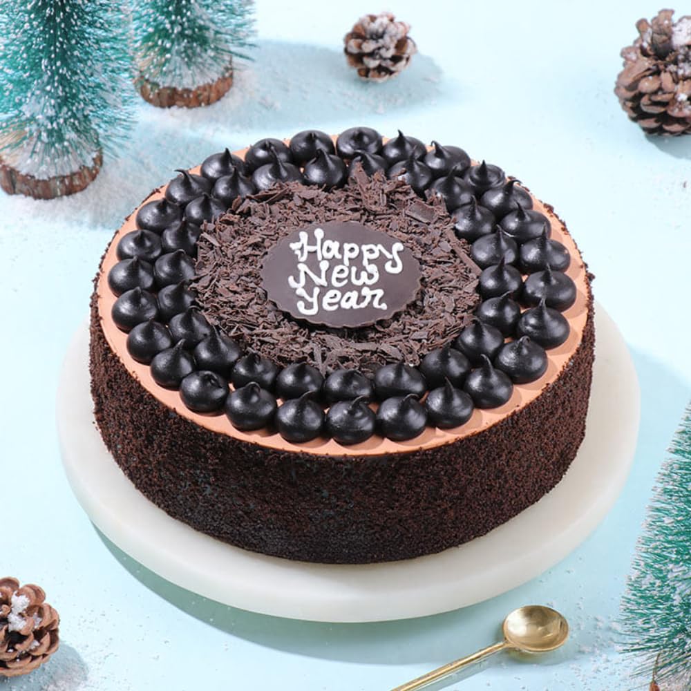 FlowerAura Premium New Year Special Fresh Yummy 1Kg Eggless Chocolate Cake | Cake For 2026 Celebration, New Years's Eve, Desserts, Parties & Social Gatherings (Same Day Delivery)-image-47