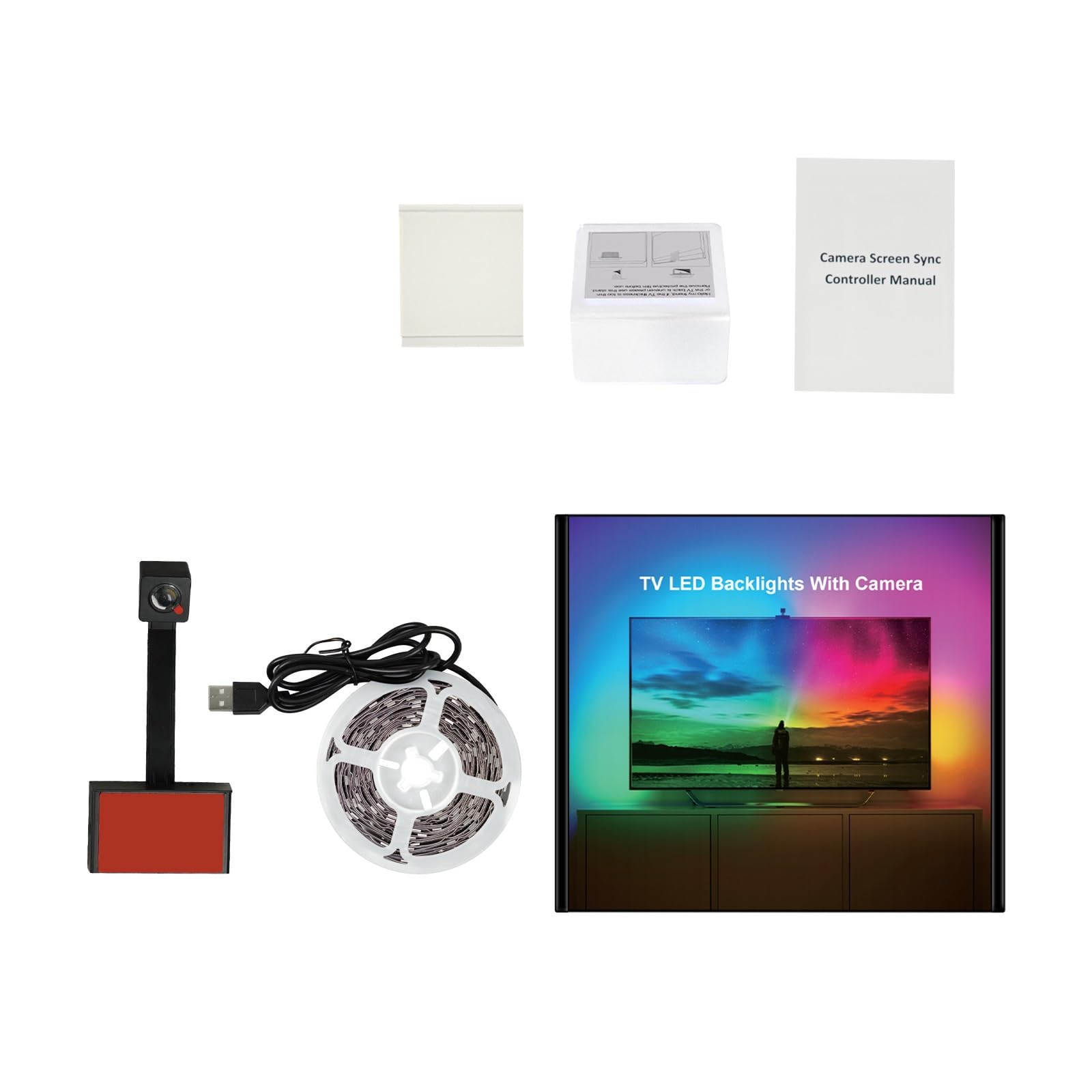 Luci A Led Selezionabili A Colori Per TV, Retroilluminazione TV Sincronizzata Con Lo Schermo 3,8 M Adatto Per TV Da 55-75 Pollici Riduce L'affaticamento Camera Da Letto, Illuminazione D'atmosfera