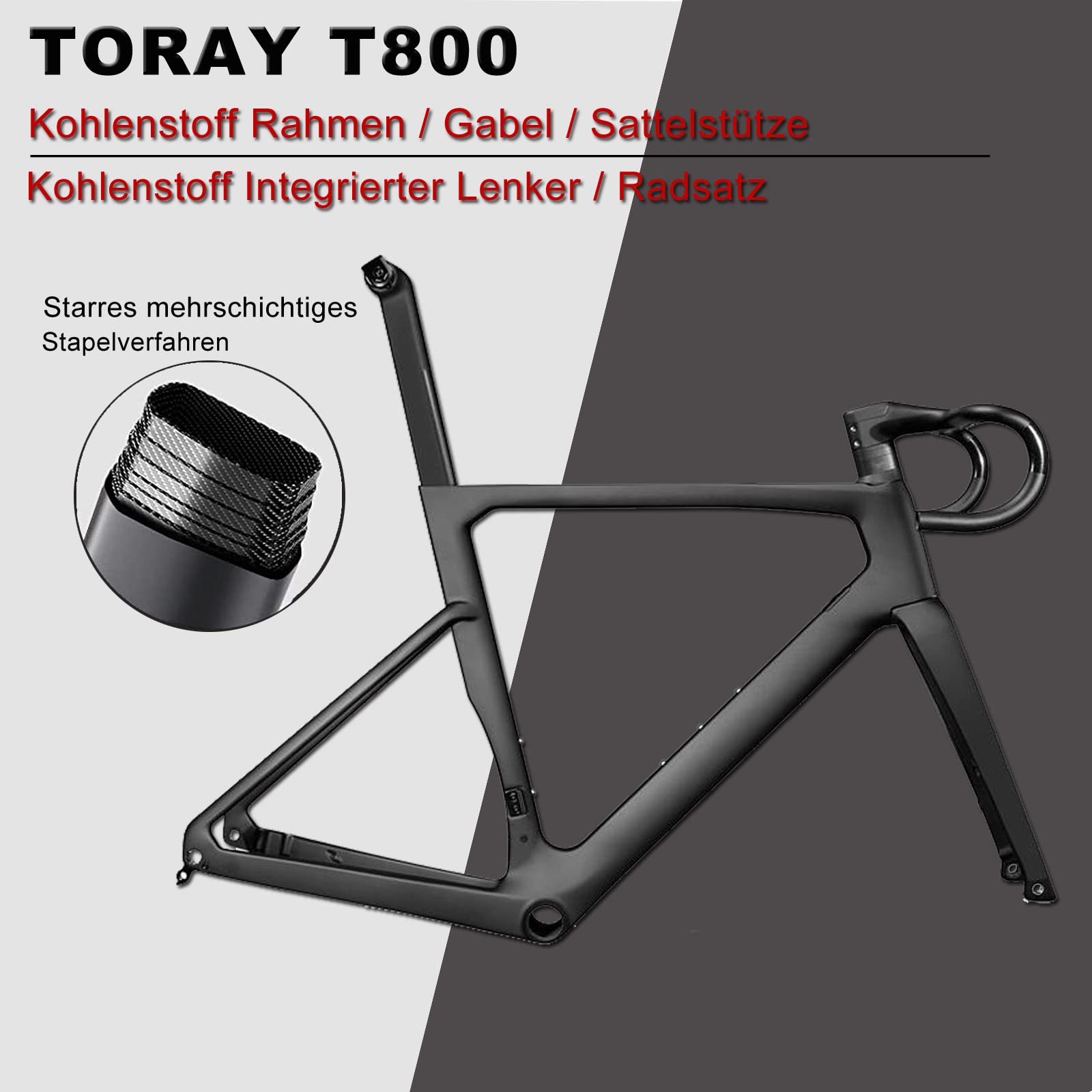 KABON Carbon-Rennrad, leichtes Vollcarbon-Rennrad mit Shimano 105 R7120 24-Gang-Gruppensatz und hydraulischer Scheibenbremse Rennrad für Erwachsene