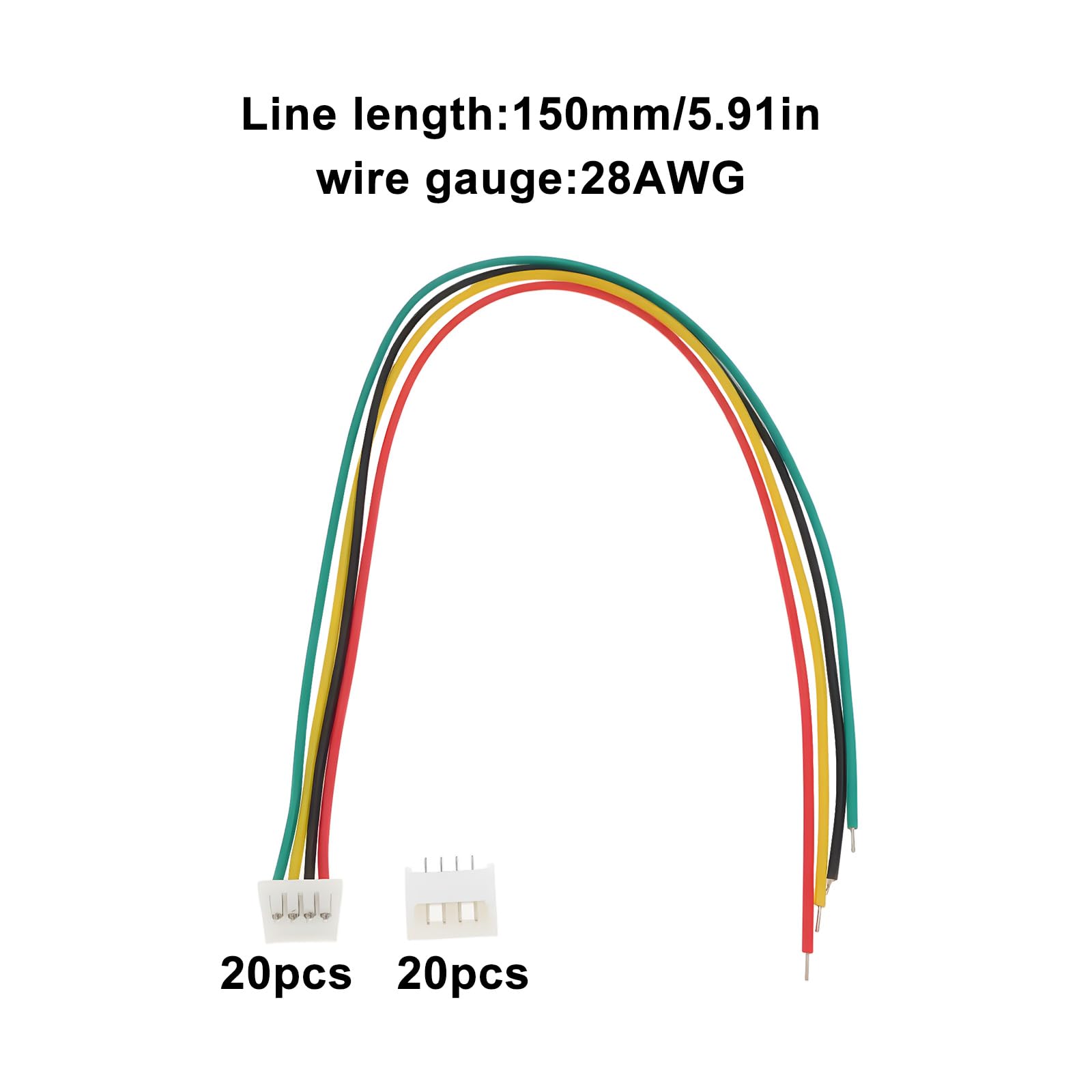 20 szt. 4-pinowego złącza Micro JST SH1,25 mm 28AWG kabel do taśm świetlnych LED, akumulatory z gniazdem