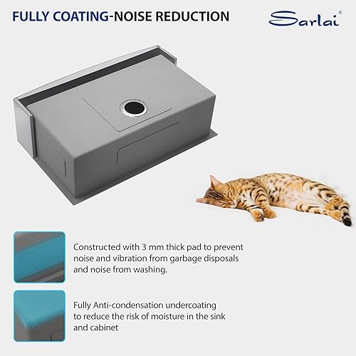 Miniatura 8 de Sarlai Fregadero de cocina de granja de 27 x 21 pulgadas, fregadero frontal de acero inoxidable calibre 16, fregadero de cocina de granjero