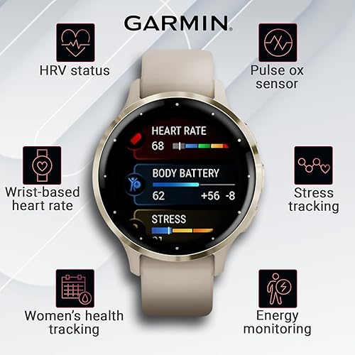 Miniatura 5 de Wearable4U Garmin Venu 3S Reloj inteligente con GPS AMOLED con pantalla AMOLED de 1.61 pulgadas, características avanzadas de bienestar y fitness,
