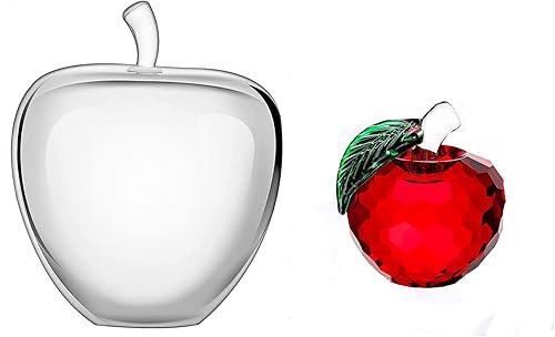 H&D HYALINE & DORA Estatuillas coleccionables de Apple de cristal de cristal con pisapapeles de cristal de Apple para regalos de Nochebuena