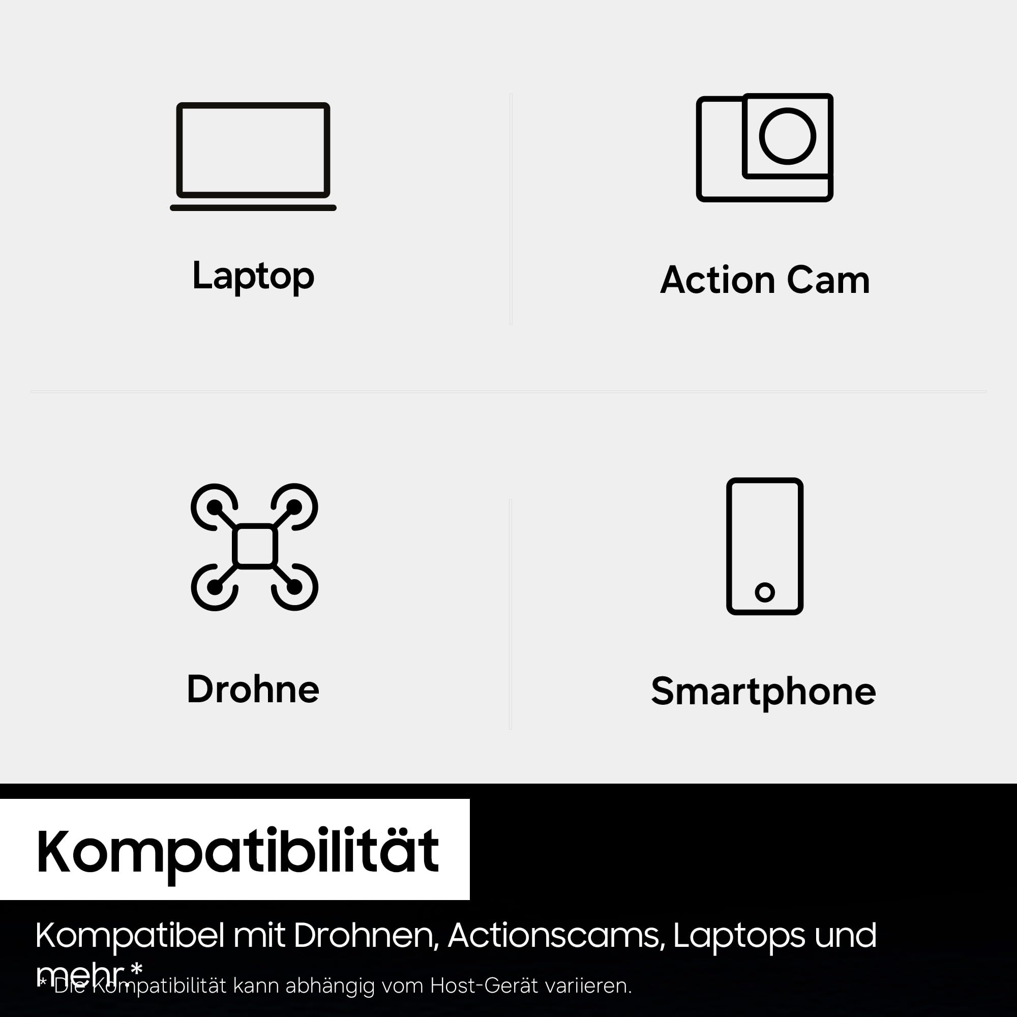 Samsung T9 microSD-Karte 256 GB UHS-I U3 200 MB/s Lesen 130 MB/s Schreiben für Drohnen Action Kameras 4K UHD