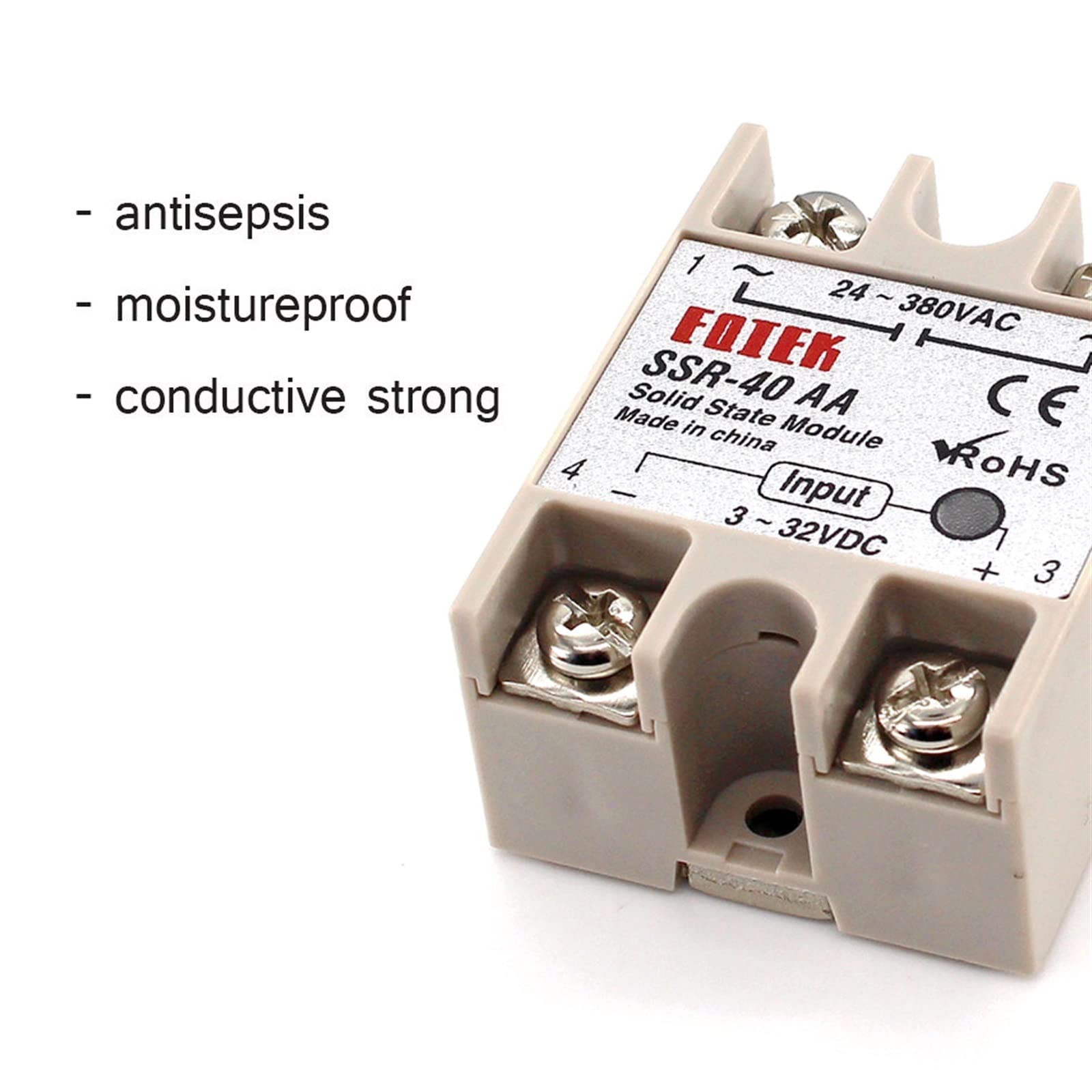 Parti di ricambio SSR-10AA SSR-25AA SSR-40AA Modulo relè a stato solido 10A 25A 40A Ingresso 80-250 V CA Uscita 24-380 V CA (Size : SSR-40AA)