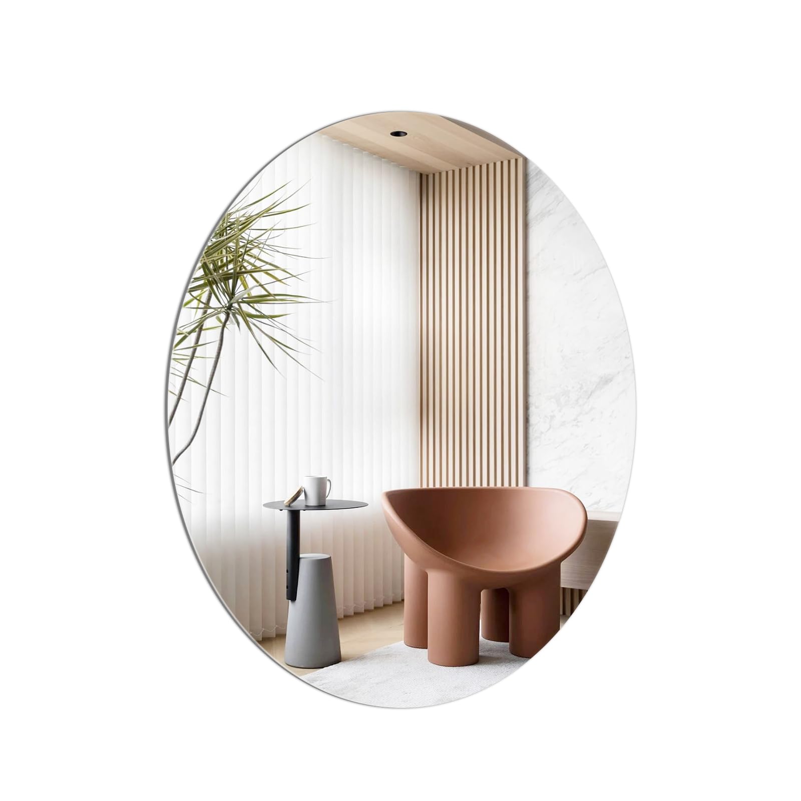Miroir Mural Ovale Autocollant 40 X 30 Cm - Sans Perçage, Sans Cadre - Pour Salle De Bain, Chambre, Couloir - Verre HD