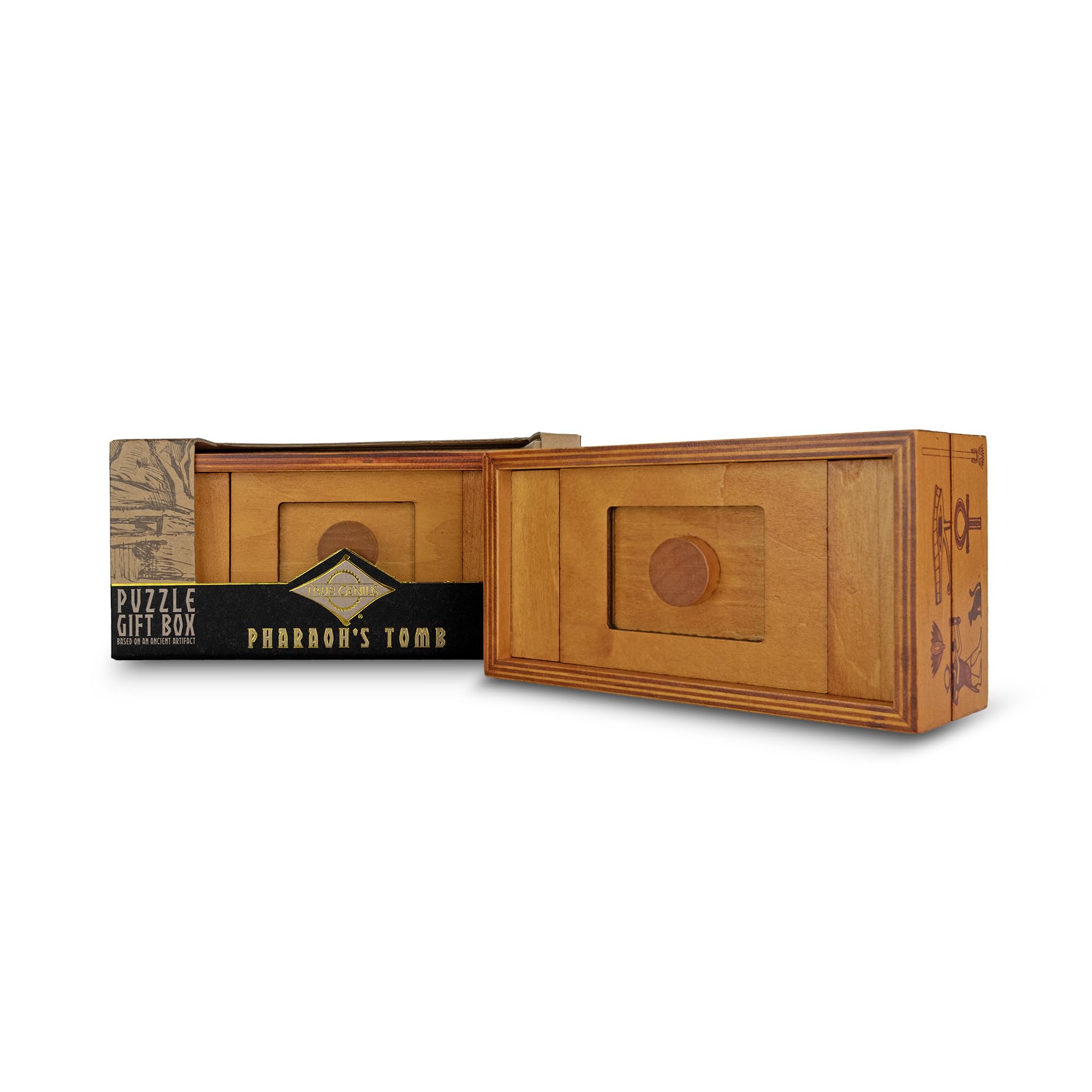 Project Genius True Genius - Pharoah's Tomb Puzzle Box- Gift Box Puzzle, Brain Teaser Box That Holds Gift Cards, Money, Artfully Crafted Wooden Puzzle, Secret Box, Gift Box, Puzzle Box
