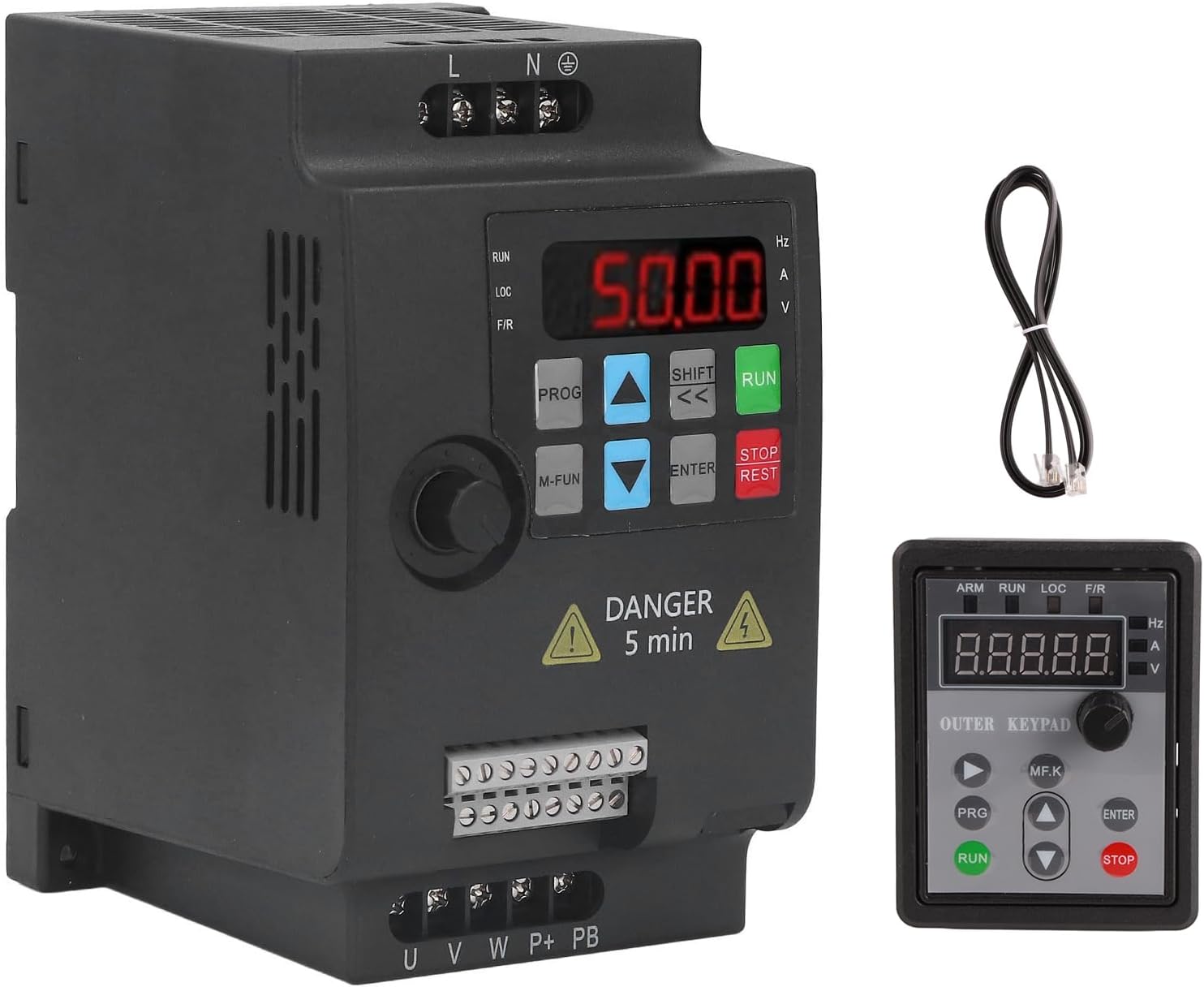 0–400 Hz High Torque Mini Vector Control VFD for Desktop CNC Machine Spindle Motor, with Remote Keypad, Programmable Speed Control, RS485, Modbus, PID and PLC (0.75kW 1HP / 4A)