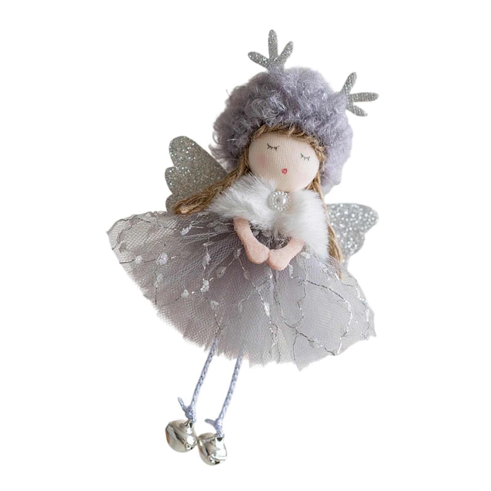 Plush Angelic Deer Antlers Christmas Ornament Easy to Hanging Decorative Piece for Tree Gifts and Festival Displays Soft Festival Angelic Ornament